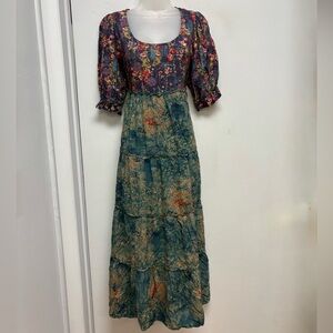 Natural Life Tiered Boho Maxi Dress | Floral Patchwork Print